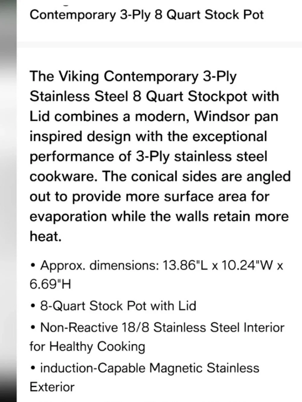 Viking 3-Ply Bonded Stainless Steel 8QT Stock Pot with Lid - Silver